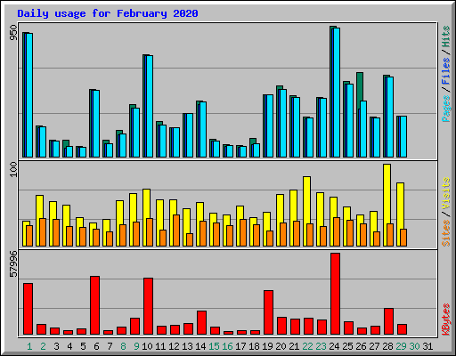 Daily usage for February 2020