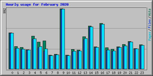 Hourly usage for February 2020