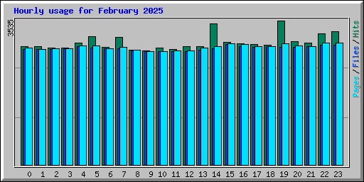 Hourly usage for February 2025